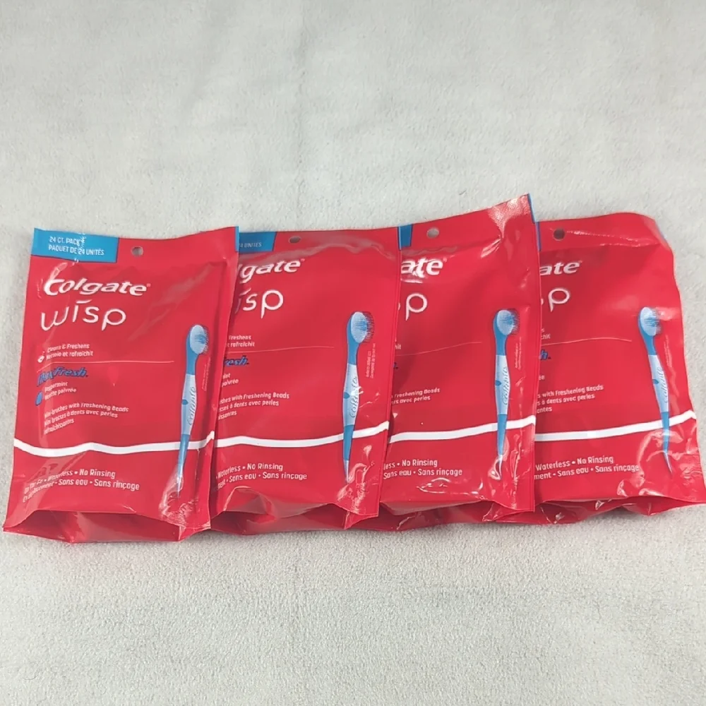 NEW Lot Of 4 Colgate Wisp Disposable Toothbrushes 24ct Packs‎